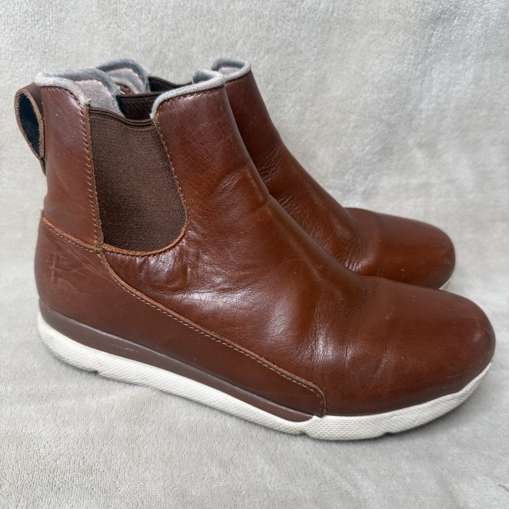 KURU Women's Brown Leather Chelsea Ankle Boots Slip-On‎ Comfort Round Toe 8.5